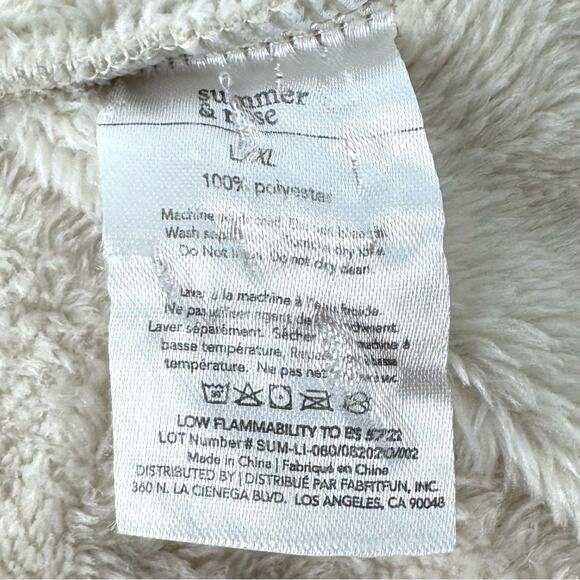 Summer & Rose Plush Knee Length Hooded Robe with Pockets Beige Size L/XL - Picture 8 of 9